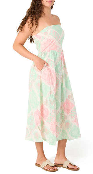 Thumbnail 3: JAPNA Juniors Strapless Bandana Print Midi Dress 