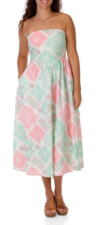 Thumbnail 1: JAPNA Juniors Strapless Bandana Print Midi Dress 