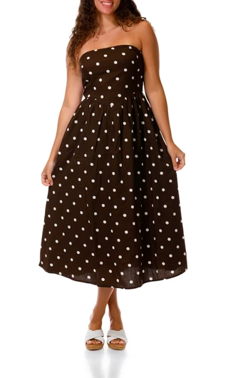 Thumbnail 1: JAPNA Juniors Strapless Bandana Print Midi Dress 