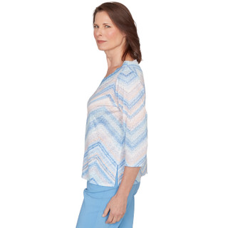 Thumbnail 4: Alfred Dunner Petite 3Q Sleeve Chevron Print Top 