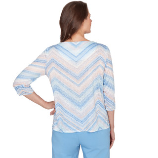 Thumbnail 5: Alfred Dunner Petite 3Q Sleeve Chevron Print Top 