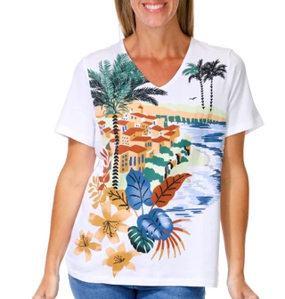 Thumbnail 1: Coral Bay Women's Short Sleeve V Neck Tee 