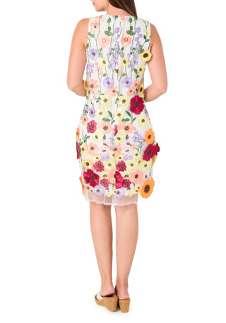 Thumbnail 2: Nicole Miller Women's Sleeveless Flower Applique Dress 
