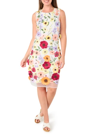 Thumbnail 1: Nicole Miller Women's Sleeveless Flower Applique Dress 