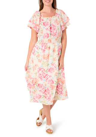 Thumbnail 1: Chenault Women's Puff Sleeve Midi Dress 