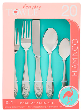 Thumbnail 1: Towle 20 Pc Flamingo Everyday Flatware Set 