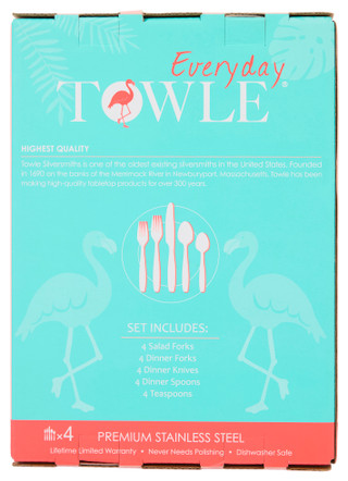 Thumbnail 2: Towle 20 Pc Flamingo Everyday Flatware Set 