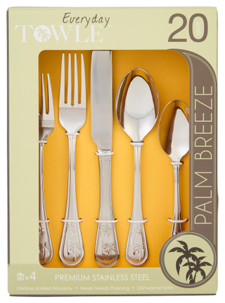Thumbnail 1: Towle 20 Pc Palm Breeze Everyday Flatware Set 