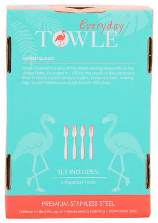 Thumbnail 2: Towle 4 Pk Flamingo Appetizer Forks 
