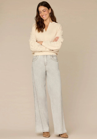Thumbnail 4: Democracy Petite Long Sleeve Notch Neck Top 