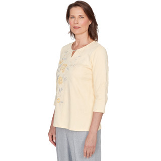 Thumbnail 2: Alfred Dunner Womens 3Q Sleeve Asymmetrical Floral Top 