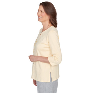 Thumbnail 3: Alfred Dunner Womens 3Q Sleeve Asymmetrical Floral Top 