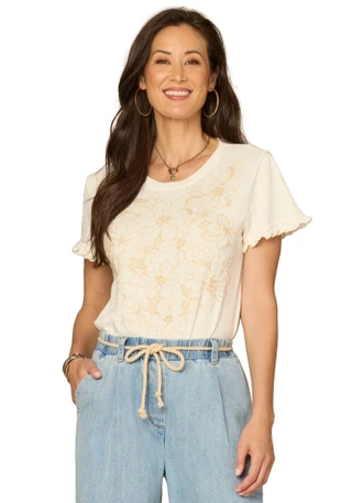 Thumbnail 1: Democracy Petite Ruffle Short Sleeve Top 