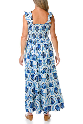 Thumbnail 3: MELLODAY Smocked Mock Neck Tiered Maxi Dress 