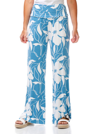 Thumbnail 2: OCEAN DRIVE Printed Smocked Waist Wide Leg Pant 