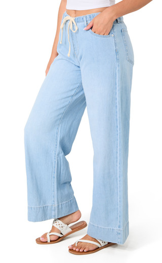Thumbnail 1: ROXY Juniors Wide Leg Drawstring Jeans 