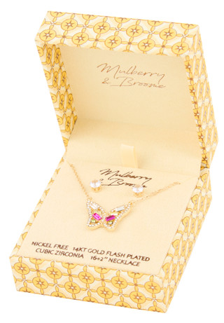Thumbnail 1: Mulberry & Broome 2 Pc Butterfly Necklace & Earrings Set  