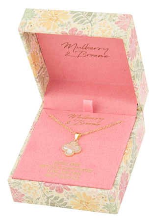 Thumbnail 1: Mulberry & Broome Gold Flash Plated Clover Pendant Necklace  