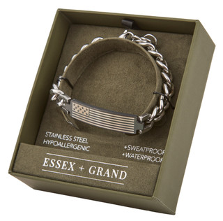 Thumbnail 1: ESSEX Stainless Steel Flag Pendant Bracelet  