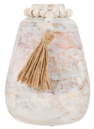 Thumbnail 2: TRIOBRO 9 in White Wash Beaded Tassel Vase  