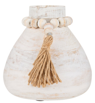 Thumbnail 2: TRIOBRO 7 in White Wash Beaded Tassel Vase 