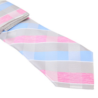 Thumbnail 3: Perry Ellis Men's Oxford Plaid Necktie & Pocket Square Set 