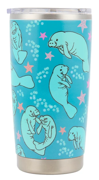 Thumbnail 2: Chubby Mermaids 20 oz Manatee Print Tumbler 