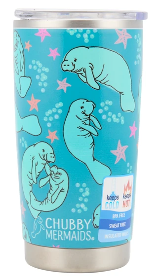 Thumbnail 1: Chubby Mermaids 20 oz Manatee Print Tumbler 