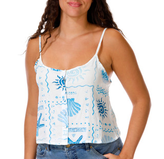 Thumbnail 1: OCEAN DRIVE Juniors Button Front Print Tank Top 