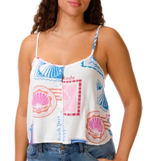 Thumbnail 1: OCEAN DRIVE Juniors Button Front Print Tank Top 