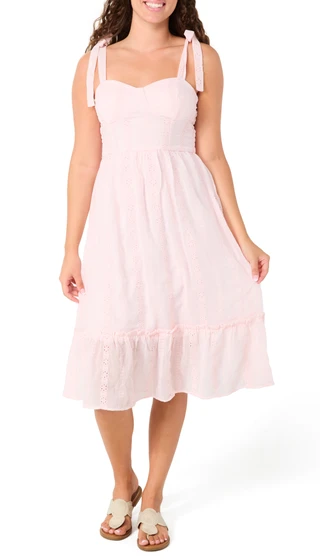 Thumbnail 1: As U Wish Juniors Sleeveless Eyelet Midi Dress 
