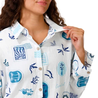 Thumbnail 2: OCEAN DRIVE Juniors Long Sleeve Button Down Top 