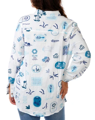 Thumbnail 3: OCEAN DRIVE Juniors Long Sleeve Button Down Top 