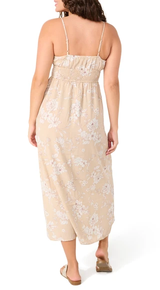 Thumbnail 2: INSPIRED HEARTS Juniors Sleeveless Side Slit Linen Maxi Dress 