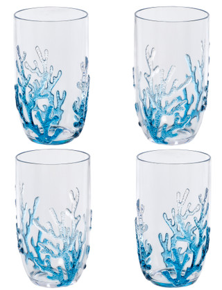 Thumbnail 3: Coastal Home S/4 Embossed Coral Hiball Outdoor Glasses 