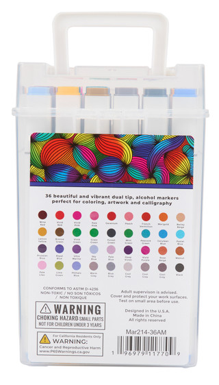 Thumbnail 3: Colorfun 36 Pk Dual Tip Alcohol Markers Set 
