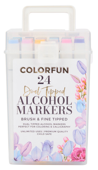 Thumbnail 1: Colorfun 24 Pk Dual Tipped Alcohol Markers Set 