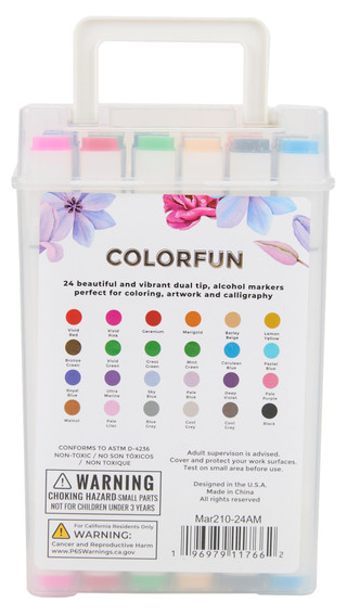 Thumbnail 3: Colorfun 24 Pk Dual Tipped Alcohol Markers Set 
