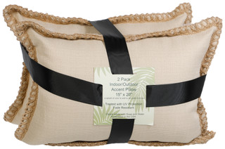 Thumbnail 1: Home Fashion 15x20 Inch Jute Trim Outdoor Decorative Pillows  