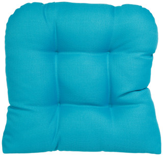 Thumbnail 2: Home Fashion 20x20 Inch Linen Single U Turquoise 2-Pack Chair Cushions 
