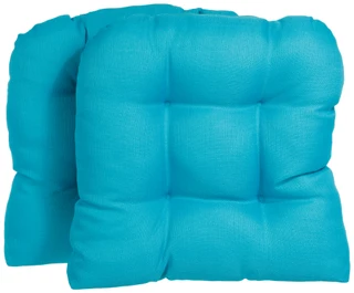 Thumbnail 1: Home Fashion 20x20 Inch Linen Single U Turquoise 2-Pack Chair Cushions 
