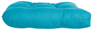 Thumbnail 3: Home Fashion 20x20 Inch Linen Single U Turquoise 2-Pack Chair Cushions 