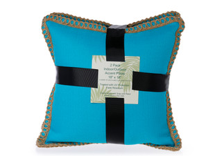 Thumbnail 1: Home Fashion 18x18 Inch Jute Trim Outdoor Decorative Pillows  