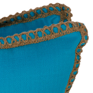 Thumbnail 3: Home Fashion 18x18 Inch Jute Trim Outdoor Decorative Pillows  