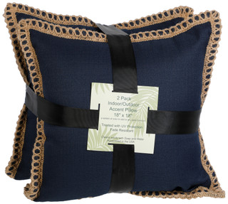 Thumbnail 1: Home Fashion 18x18 Inch Jute Trim Outdoor Decorative Pillows  