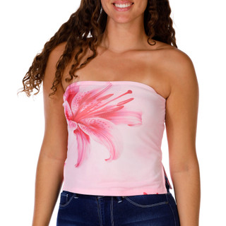 Thumbnail 1: Heart & Hips Juniors Hibiscus Mesh Tube Top 