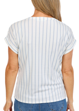 Thumbnail 2: Cure Women's Petite Stripe Print Top  