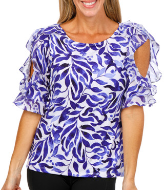 Thumbnail 1: Sara Michele Women's Floral Puff Sleeve Top  