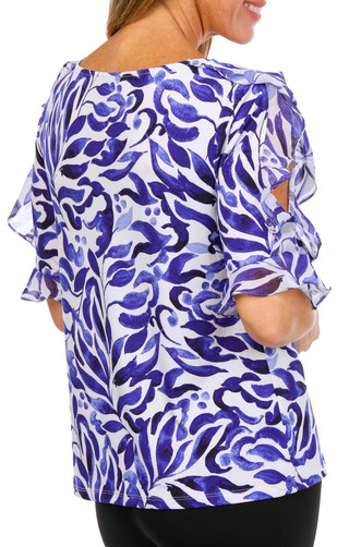 Thumbnail 2: Sara Michele Women's Floral Puff Sleeve Top  