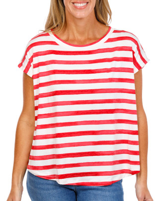 Thumbnail 1: BOBEAU Women's Stripe Print Top  
